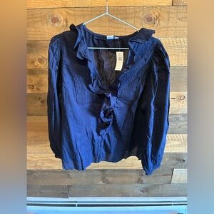 GAP Deep Blue Ruffle Blouse